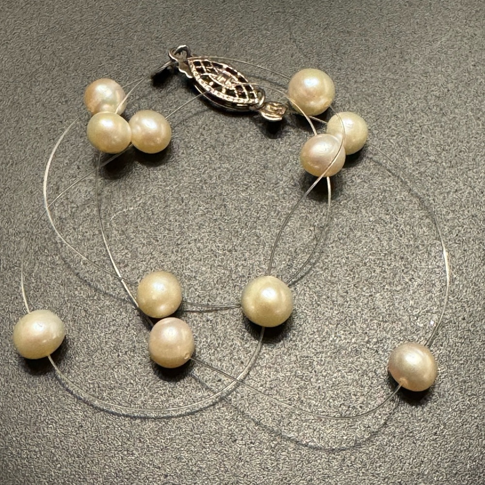 Floating Pearl Necklace - 16” - Picture 5 of 6